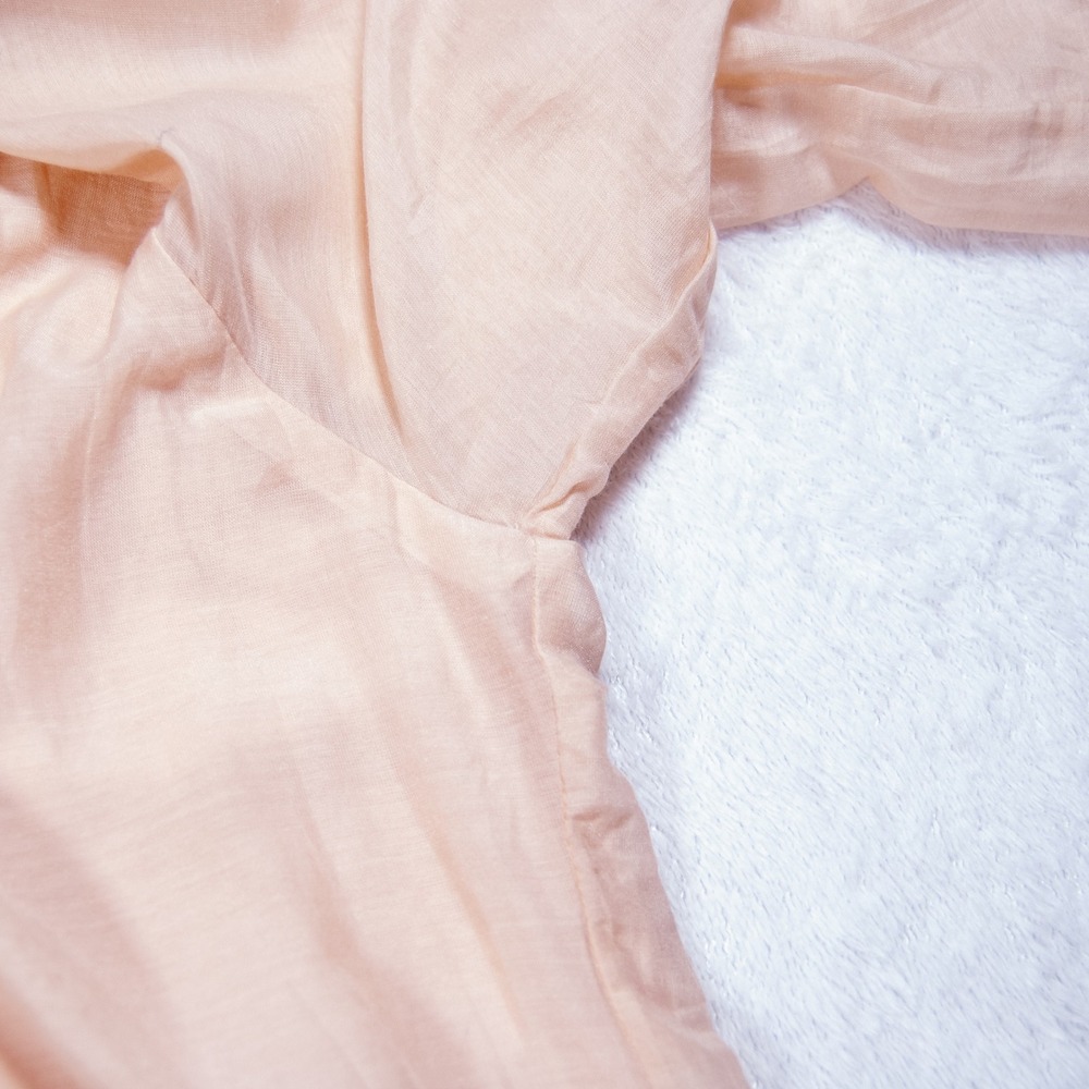 Soft Surroundings Blouse Top Blush Pink 3/4 Sleeve Ruffle Silk Small P Petite - Picture 8 of 12